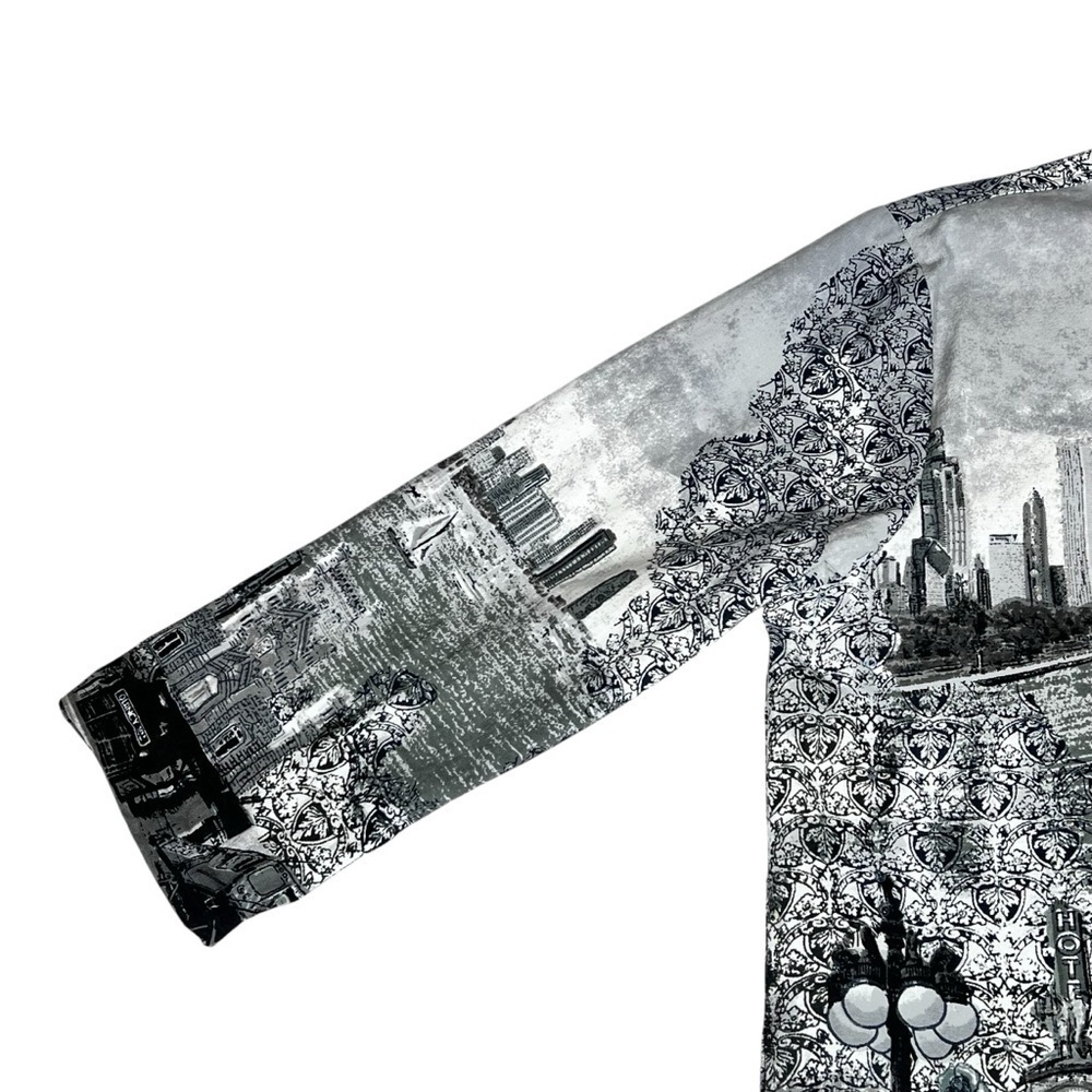 VTG RAAKHEE Sequin Black White City Skyline Button Up Top Women's Size 1X - Picture 11 of 16